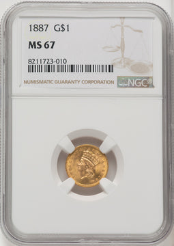 1887 G$1 Gold Dollar NGC MS67