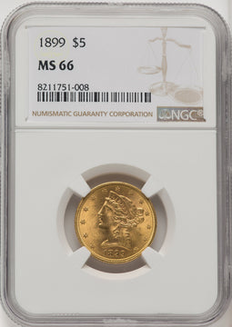 1899 $5 Liberty Half Eagle NGC MS66 (771353010)