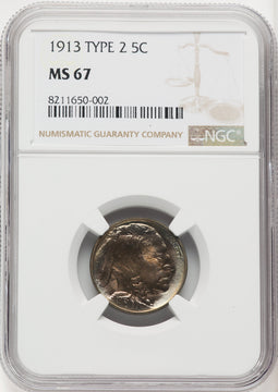 1913 Type Two Buffalo Nickel NGC MS67