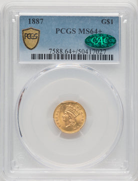 1887 G$1 CAC Gold Dollar PCGS MS64+