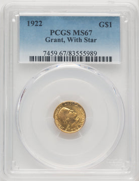 1922 G$1 Grant With Star Commemorative Gold PCGS MS67