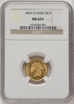 1834 $2.50 Classic Classic Quarter Eagle NGC MS65+