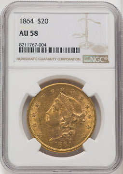 1864 $20 Liberty Double Eagle NGC AU58 (769563055)