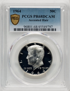 1964 50C Accented Hair Proof Kennedy Half Dollar PCGS PR68 (771844040)