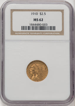 1910 $2.50 Indian Quarter Eagle NGC MS62 (772304021)