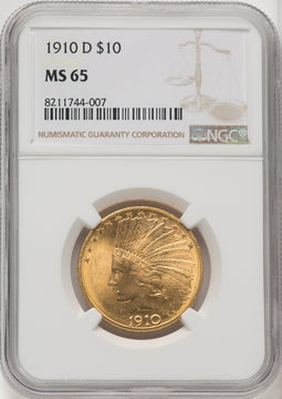 1910-D $10 Indian Eagle NGC MS65 (506628045)