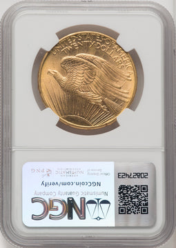 1908-D $20 NO MOTTO Saint-Gaudens Double Eagle NGC MS65 (771365028)
