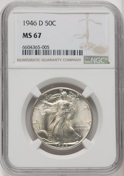 1946-D 50C Walking Liberty Half Dollar NGC MS67 (771672011)