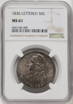 1836 50C Letter Edge Bust Half Dollar NGC MS61