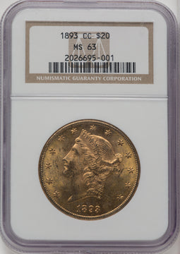 1893-CC $20 Liberty Double Eagle NGC MS63