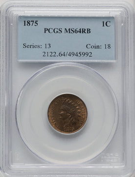 1875 1C RB Indian Cent PCGS MS64