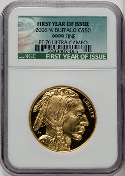 2006-W $50 One-Ounce Gold Buffalo .9999 Fine Gold NGC PF70 (520081011)