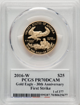 2016-W $25 Half-Ounce Gold Eagle 30th Anniversary First Strike Moy Signature FS Ed Moy PCGS PR70