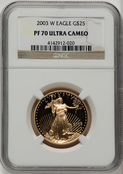 2003-W $25 Half-Ounce Gold Eagle Brown Label NGC PF70 (772516018)