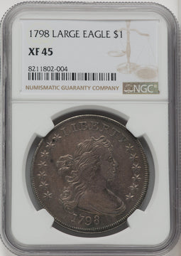1798 Large Eagle Pointed 9 Early Dollar NGC XF45