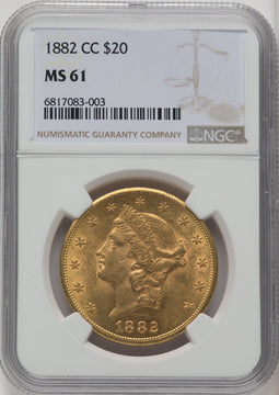 1882-CC $20 Liberty Double Eagle NGC MS61