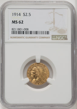 1914 $2.50 Indian Quarter Eagle NGC MS62 (506513032)