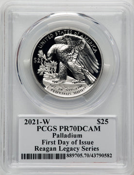 2021-W Palladium Eagle 1 oz FDI Reagan Legacy Series Michael Reagan Picture PCGS PR70