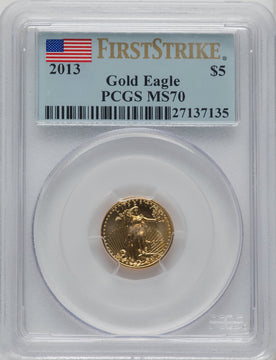 2013 $5 Tenth-Ounce Gold Eagle First Strike PCGS MS70