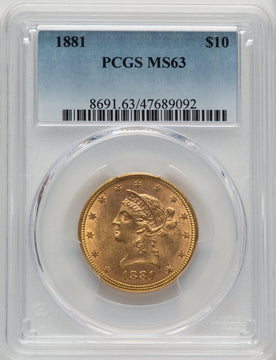 1881 $10 Liberty Eagle PCGS MS63 (177194054)