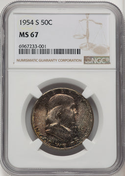 1954-S 50C Franklin Half Dollar NGC MS67 (772631006)