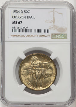 1934-D 50C Oregon Commemorative Silver NGC MS67 (772775021)