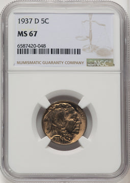1937-D 5C Buffalo Nickel NGC MS67 (772810004)