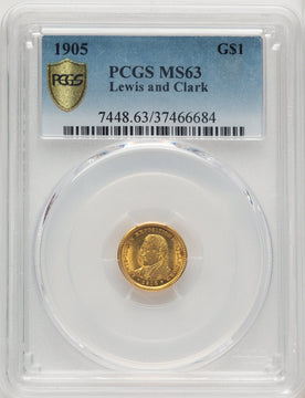1905 G$1 Lewis and Clark Commemorative Gold PCGS MS63