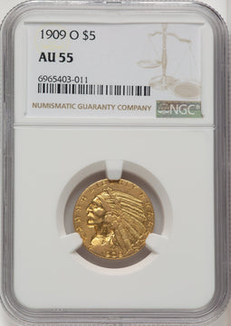 1909-O $5 Indian Half Eagle NGC AU55 (772812001)