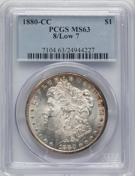 1880-CC 8 Over Low 7 Morgan Dollar PCGS MS63
