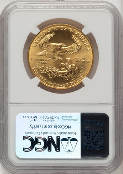 1987 $50 One-Ounce Gold Eagle Brown Label NGC MS70