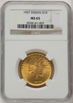 1907 $10 No Motto Indian Eagle NGC MS65 (772603116)
