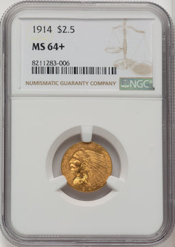 1914 $2.50 Indian Quarter Eagle NGC MS64+ (769295024)