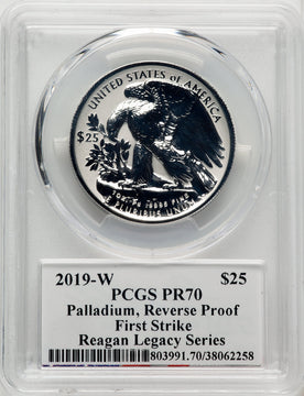 2019-W Palladium Eagle 1 oz REV FS Reagan Legacy Series Michael Reagan PCGS PR70