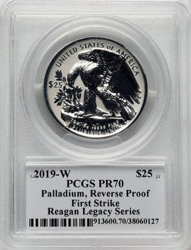 2019-W Palladium Eagle 1 oz REV FS Reagan Legacy Series Michael Reagan Picture PCGS PR70
