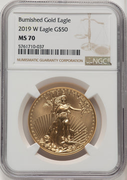 2019-W $50 One-Ounce Gold Eagle Burnished NGC MS70 (506895100)