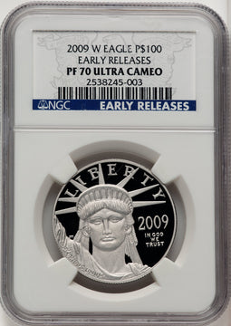 2009-W $100 One-Ounce Platinum Eagle First Strike ER Blue NGC PF70 (773263007)