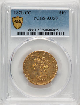 1871-CC $10 Liberty Eagle PCGS AU50
