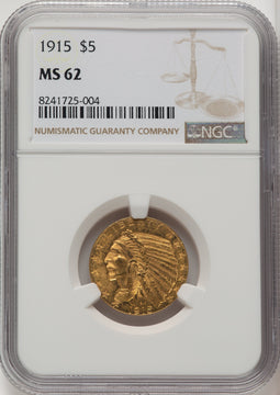 1915 $5 Indian Half Eagle NGC MS62 (772273005)