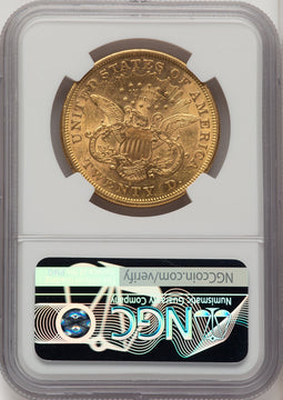 1873-S $20 OPEN 3 Liberty Double Eagle NGC AU58 (771041016)