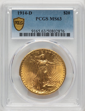1914-D $20 Saint-Gaudens Double Eagle PCGS MS63