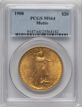 1908 $20 MOTTO Saint-Gaudens Double Eagle PCGS MS64 (773039008)