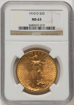 1910-D $20 Saint-Gaudens Double Eagle NGC MS63 (505886014)