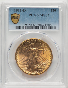 1911-D $20 Saint-Gaudens Double Eagle PCGS MS63 (506732012)