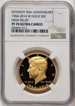 2014-W 50C Kennedy Gold 50th Anniversary Brown Label Proof Kennedy Half Dollar NGC PR70 (773149002)