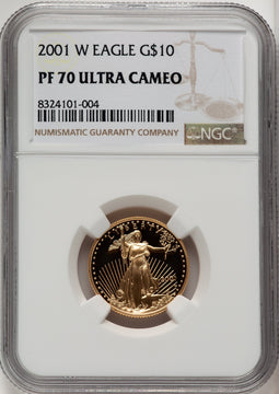 2001-W $10 Quarter-Ounce Gold Eagle Brown Label NGC PF70 (768397121)