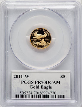 2011-W $5 Tenth-Ounce Gold Eagle Philip Diehl PCGS PR70