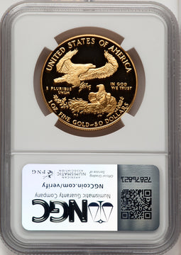 1988-W $50 One-Ounce Gold Eagle Brown Label NGC PF70 (520087006)