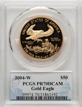 2004-W $50 One-Ounce Gold Eagle PCGS PR70 Philip Diehl