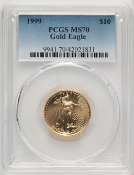 1999 $10 Quarter-Ounce Gold Eagle Blue Gradient PCGS MS70
